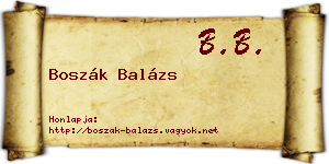 Boszák Balázs névjegykártya
